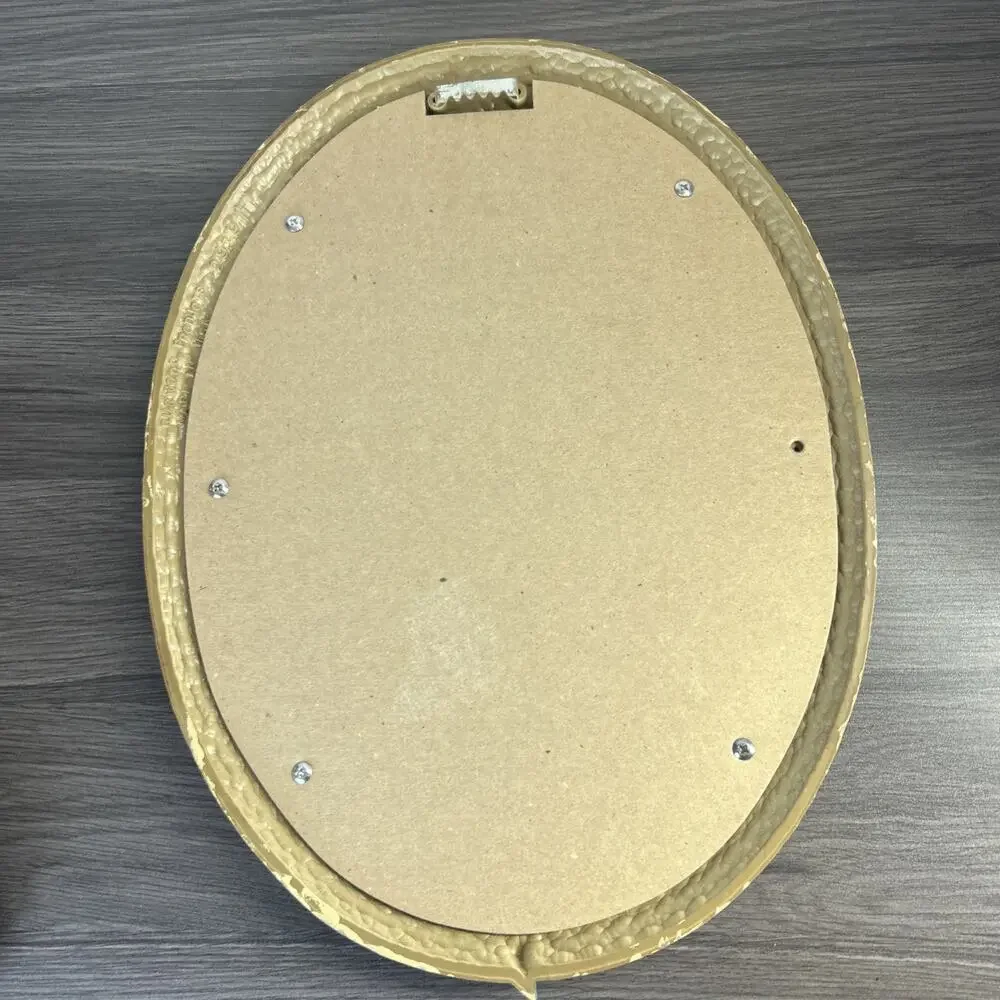 Vintage Burwood Faux Wicker Oval Mirror 2939 Teal Ribbon USA Wall Cottagecore